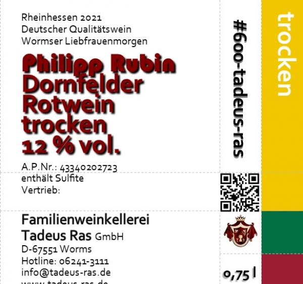 Dornfelder - Philipp Rubin - trocken 2021